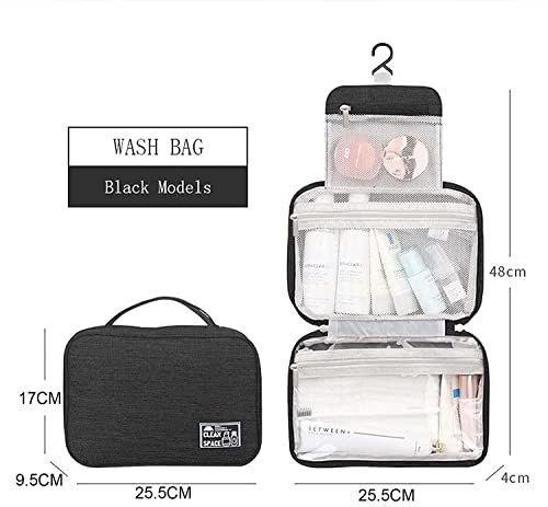 Image of Styleys Travel Cosmetic Bag for Men Women, Hanging Toiletry Bag, Makeup Pouch, Waterproof Makeup Cosmetic Bag Travel Organizer for Accessories, Shampoo (Black - S11087)