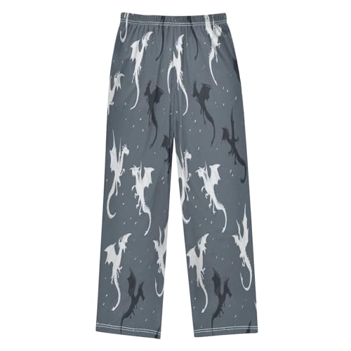 White Black Dragons Pajama Pants Soft PJ Bottoms Lounge Pants for Sleepwear Sport Size 6–14 Years2