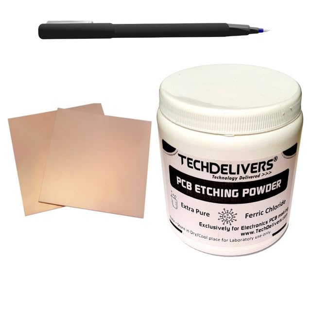 TECHDELIVERS® Ferric Chloride FeCL3 For PCB Making PCB Etching Powder 200 Grams | 2Pcs copper clad board 10x10 cms | Etch resistant marker pen | Diy PCB Making At Home (B0CPSRM68B) Amazon Price History, Amazon Price Tracker