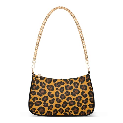 Black Brown Leopard Spots Yellow Prints Shoulder Purses for Women Classic Purse Hobo Totes Chain Strap Zipper Wallet Purse