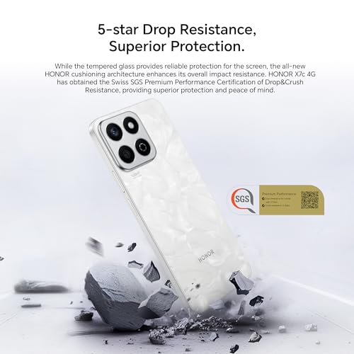 Image of Honor X7c 5G Dual SIM | 8GB RAM, 256GB Storage | 50MP AI Camera | 5 Star SGS Rated | IP64 Standards | 120Hz Refresh Rate | 5200mAh Battery | Without Charger | (Moonlight White)
