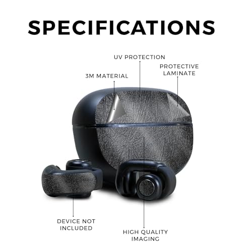 Image of Glossy Glitter Skin Compatible with Bose Ultra Open Earbuds - Black Leather - Premium 3M Vinyl Protective Wrap Decal Cover - Easy to Apply | Crafted in The USA by MightySkins