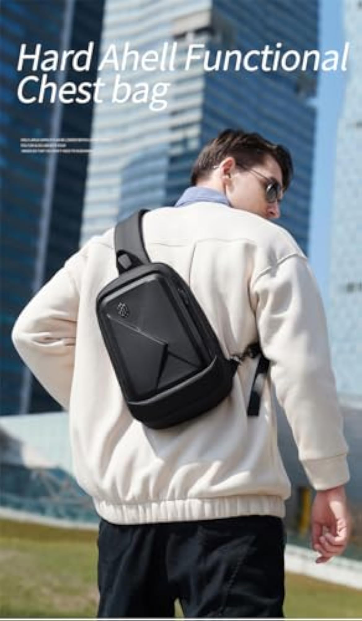 Sling Bag for Men, 6L Semi-hard Chest Bag
