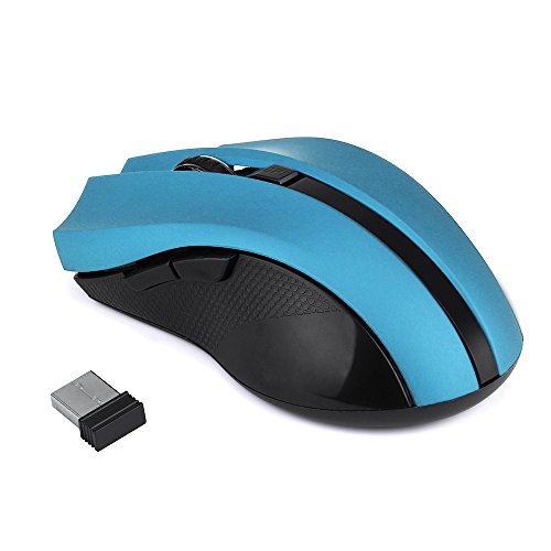 QIUUE 2.4GHz Wireless Gaming Mouse USB Receiver Pro Gamer for PC Laptop Desktop 7500 Wireless Frosted Mouse (Blue-1)