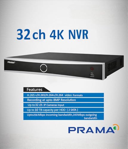 Image of PRAMA PT-NRAS2A32-K2 32 Channel AIsense Network Video Recorder with H.265+ Compression, 2 SATA Interface Supporting HDD up to 10TB Per HDD, 4K HDMI, Upto 80 mbps Incoming Bandwidth.
