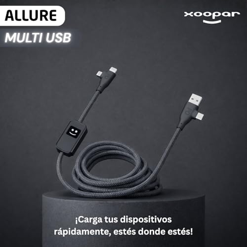 Cargador Universal Rápido Xoopar de Plástico Reciclado Multi Cable USB 3 en 1 con Lightning 2