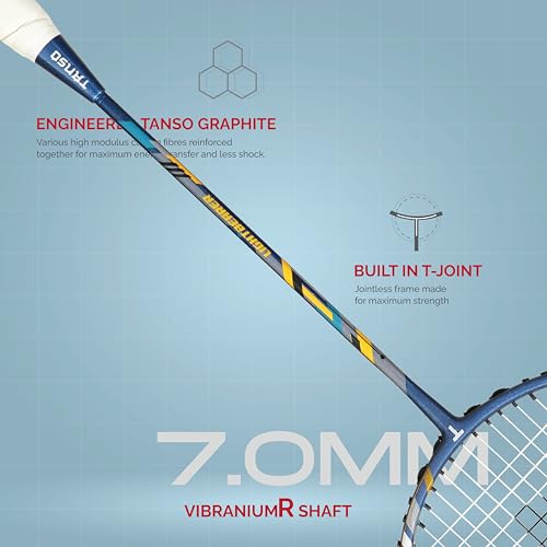 Image of TANSO Lightbearer Full Graphite Ultra Light Weight Carbon Fibre Strung Badminton Racket (32 Lbs Tension, 675 mm Long, 77 Grams, Strung with Premium Strings and Full Racquet Cover)