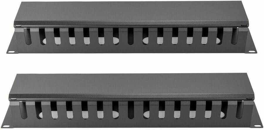 Miniatura 6 de Rocstor Panel de gestión de cables de rack de conductos de dedo horizontal 2U con cubierta