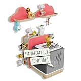 Holzura Tonie Regal 3er Set für Toniebox 1 – Wand- & Standregal mit Magnetrand + 2 Wolken-Wandregale für Tonie Figuren