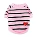 Zunea Hunde-Shirts für Kleine Hunde Sommer Basic T-Shirt Streifen Welpen Kleidung Pailletten Liebe Herz Sweatshirt Weiche Baumwolle Tee Shirt Haustier Pullover Chihuahua Bekleidung Babypink S