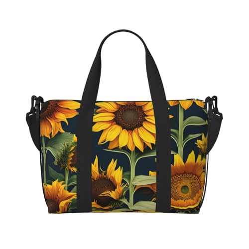 Wild Flower Sunflower Print Travel Duffle Bags Weekender Overnight Bags For Business Family Trip