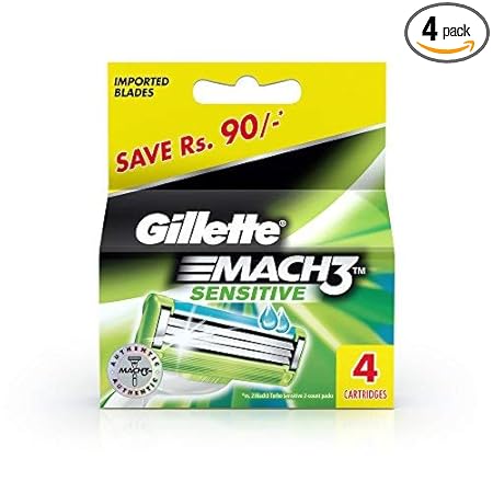 Gillette Mach3 Sensitive Blades - 4 Cartridges