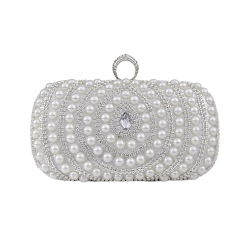 Stylish pearl rhinestone hand bag clasp square Dinner Party bag Wedding Party rival bag elegant shoulder bag crossbody bag (silver)