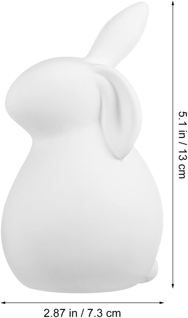 Tofficu Bunny Decor, Easter Cute Rabbit Figurine, Bunny Figurine Ornaments for Easter Bunny Rabbits Decor, 13x7.3cm, White, W29QHIQT46M2158B