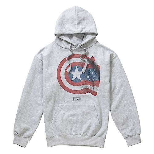 Sweat à capuche Marvel homme gris chiné pull Captain America Shield