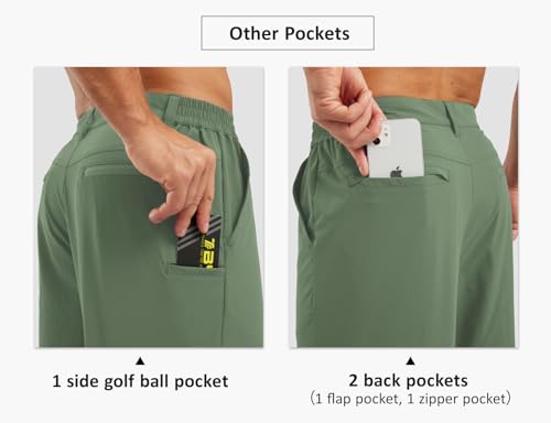 Image of TBMPOY Men's Golf Shorts Lightweight 5 Pockets Casual Dress Stretch Elastic Waist Quick Dry Flat Front Travel Shorts