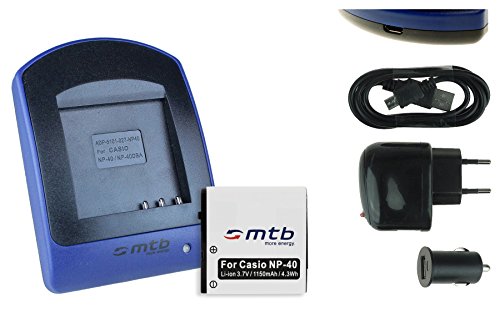 Baterìa + Cargador (USB/Coche/Corriente) NP-40 para Casio Exilim EX-FC100 P505 P600 P700 Z30 Z40.Ver Lista