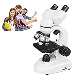 QJJML Microscopio Biológico Binocular: Iluminación Led Dual, Microscopio óptico Binocular HD con 10 Muestras, para Estudiantes Educativos, Adultos, Experimentos Científicos,20000X