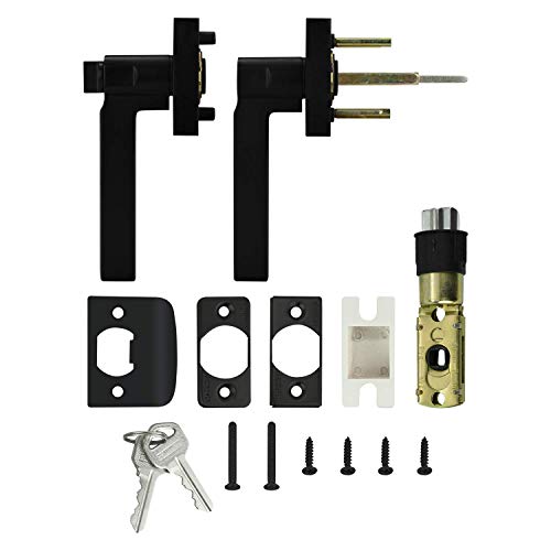 Image of Nuk3y Hulk Series Lever Door Handle Slim Square Modern Contemporary Lever Set (Entry, Matte Black)