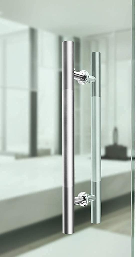 GLJTUO Heavy Duty Brushed 304 Stainless Steel Round Tube Push-Pull Door Handle/Glass Door Handle/Barn Door Push Handle, Armrest Outdoor Indoor Universal Stair Handrail