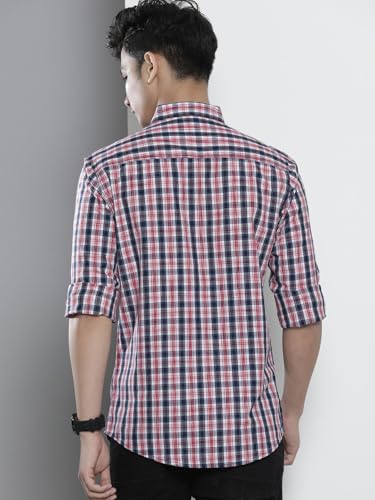 Image of The Indian Garage Co Men Slim Fit Checkered Full Sleeves Spread Collar Casual Shirt