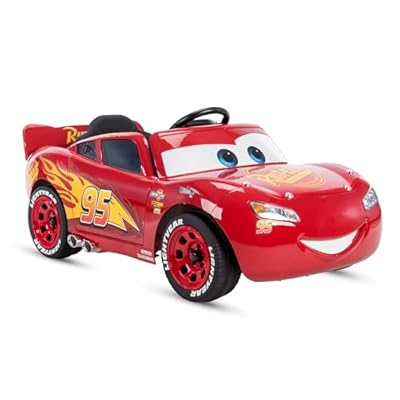 Huffy Cars Lightning McQueen 6V Ride-On Toy Car with Headlights & Engine Sounds, Foot Pedal Drive, Up to 2.5 MPH, Ages 37