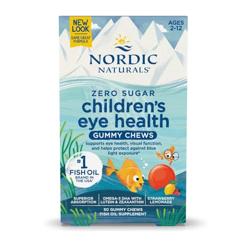 Nordic Naturals Children’s Eye Health Gummies, Strawberry Lemonade - 30 Gummies for Kids - 484 mg Total Omega-3s DHA, Lutein & Zeaxanthin - Brain Health, Antioxidant Support, Non-GMO - 30 Servings