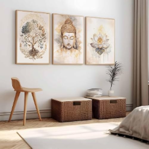 Toile murale Bouddha habiller grand mur salon triptyque - 4