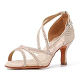 Syrads PedreríA Zapatos de Baile Latino para Mujer Salsa SalóN Tango Moderna Bachata Zapatos,Oro 7.5cm Heel,39 EU