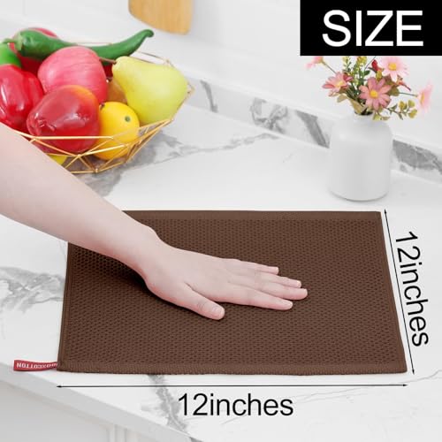 Image of Homaxy 100% Cotton Waffle Weave Kitchen Dish Cloths, Ultra Soft Absorbent Quick Drying Dish Towels, 12 x 12 Inches, 18-Pack, Coffee