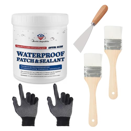 Upgraded Invisible Waterproof Agent Clear as Crystal Transparent Waterproof Paint for Both Interior and Exterior Use on Rooftops Bathrooms and Walls for Leak Prevention and Tight Seal. (35OZ)