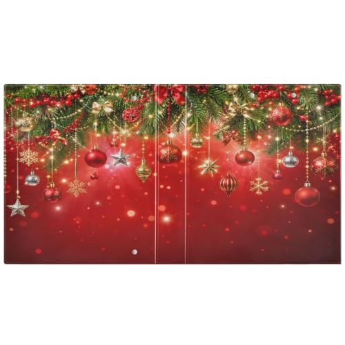 Image of Christmas Garland Red Colored Ball 3 Ring Binder with 2 Interior Pockets 1.5 inch Binders 3 Ring Heavy Duty Fit 8.5 inch x 11 inch Letter for Office School, 2 Pack