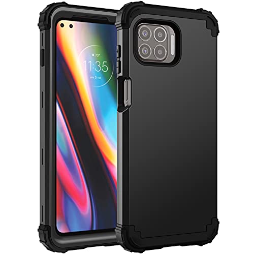 Phone Case for Moto One 5G/One5G UW/Moto G G5 Plus Hard Cover Shockproof Soft Silicone Bumper Hybrid Three Layer Heavy Duty Grip Rugged Protective Cell Motorola One Lite XT2075-1 Women Men Black