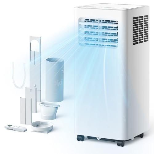 EUHOMY 8000 Btu Portable Air Conditioners, 3 in 1 Portable AC with Cool, Dry, Fan Modes, Quiet Air Conditioners with 24H Timer & Sleep Modes, with Remote, for Bedroom, Apartments up to 350 Sq.Ft