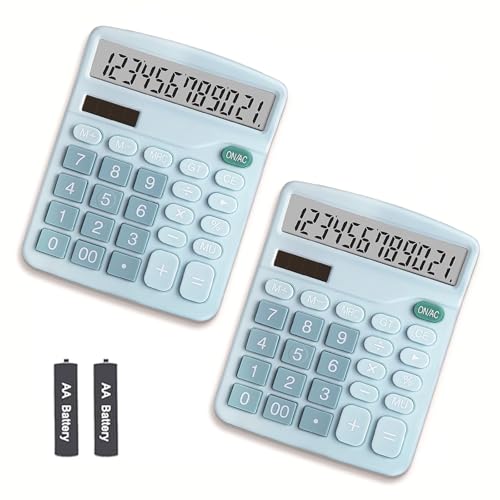 Calculadora de oficina solar con pantalla LCD grande de 12 dígitos azul para escritorio