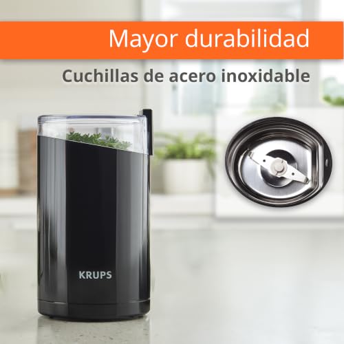 Image of KRUPS Precision Electric Coffee Grinders, 3 oz Capacity, 200W Motor, Stainless Steel Blades for Uniform Grinding of Beans, Herb and Nuts, Coffee and Spice Grinder Electric, (Black)