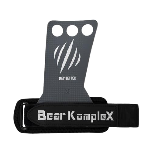 Image of Bear KompleX 2-3 Hole Carbon Hand Grips for Weight Lifting, Cross Training and Gymnastics, Durable Workout Grips with Wrist Wraps, Comfortable Lifting Straps & Workout for Gymnastic Bars
