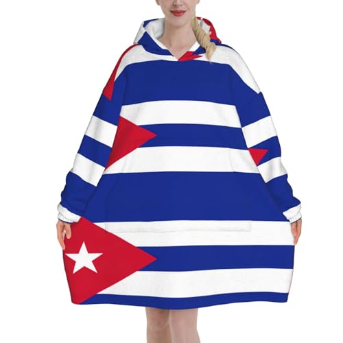Couverture à capuche flanelle contre le froid hivernal avec manches longues et poche géante Cuba