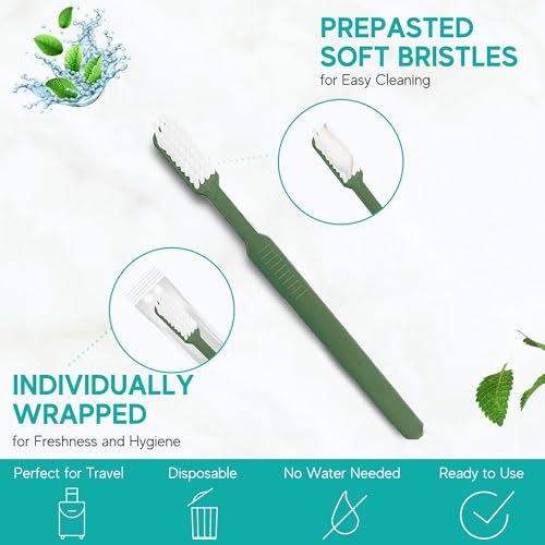 Image of Avistar 40 Prepasted Disposable Toothbrushes Individually Wrapped - Single Use Pre Pasted Disposable Toothbrushes with Toothpaste Built in - Waterless Toothbrush for Travel, Guests, Hotel, & Camping