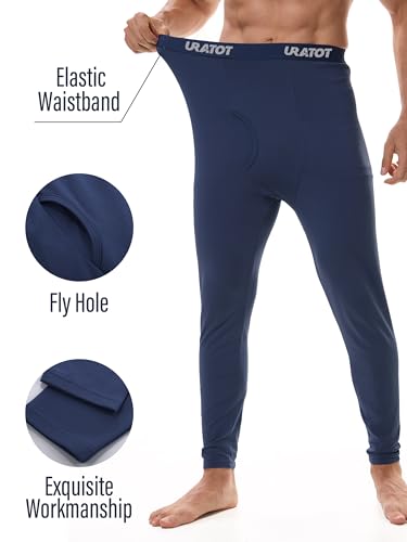 URATOT Men's Thermal Underwear Bottom Fleece Long Johns for Men Soft Warm Base Layer Thermal Pants for Cold Weather4