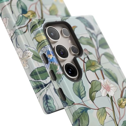 Coque rigide Samsung S24 Ultra vert florale vintage pour protéger des rayures - 2