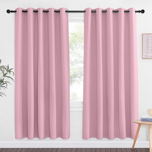 NICETOWN Rouge Pink Blackout Curtains for Bedroom 72 Inches Long, Thermal Insulated Room Darkening Grommet Window Curtains for Living Room Nursery, 66 inch x 72 inche, 1 Panel