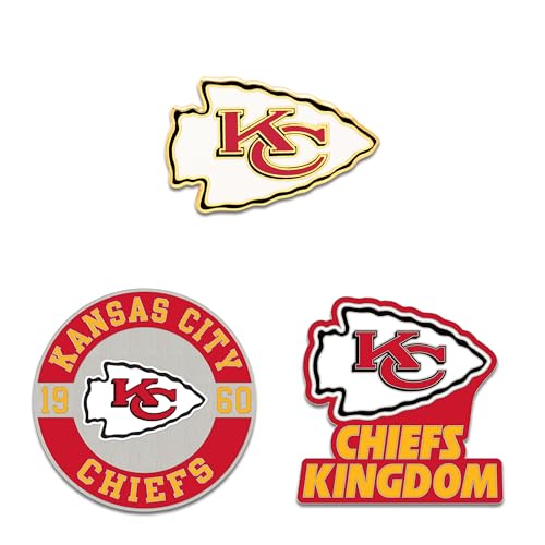 Épingles de collection WinCraft Kansas City Chiefs lot de 3 badges de football américain NFL