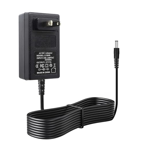 15V 3A 6FT Power Supply Adapter Charger Cable (Input AC 100V-240V, Output DC 15 Volt 3 Amp 45 Watt) Adapter Transformer Converter DC 5.5mm x 2.1mm & 2.5mm