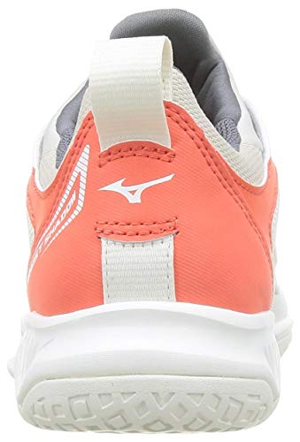 Mizuno Women\'s Ghost Shadow Handball Shoe, Swhite Qshade Hot Coral, 6.5