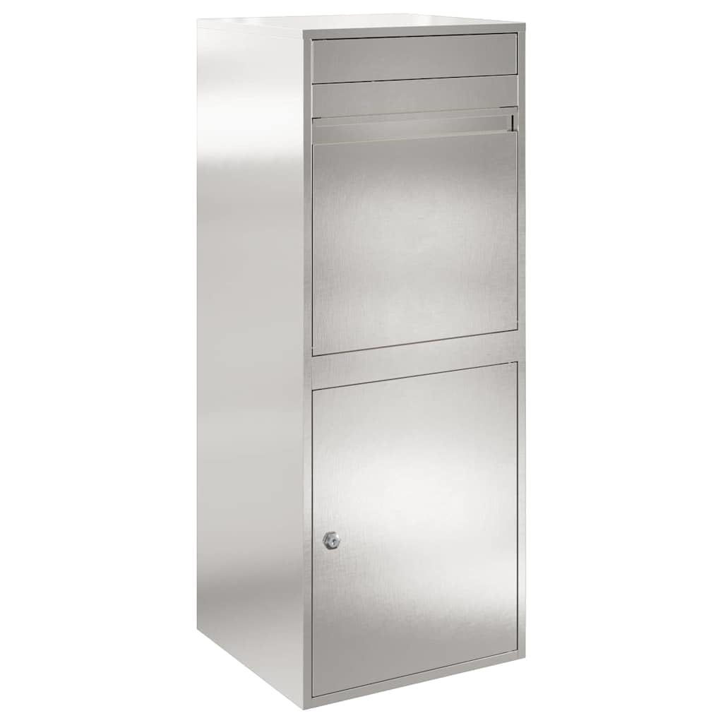 vidaXL Parcel Drop Box Silver 47.5 x 38 x 59 cm Stainless Steel, Garden and Terrace, Rectangular, Waterproof Mailbox, Outdoor Parcel Box, Secure Storage, Modern Delivery Solution, Mail Organizer