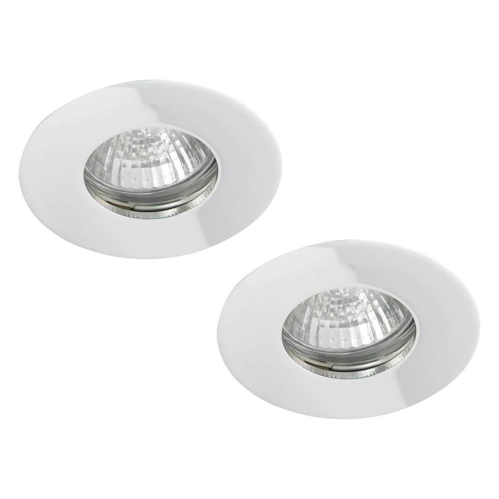 LITECRAFT Recessed Downlights Fire Rated Fixed IP65 Spotlights - (Polished Chrome, Pack of 2)