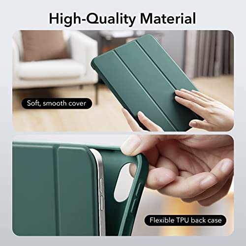 Image of ESR for iPad 10th Generation Cover (2022, 10.9 inch), iPad 10 Case, Built-in Pencil Holder, Flexible Back Cover, Trifold Stand, Auto Sleep /Wake, Rebound Pencil Series, Forest Green