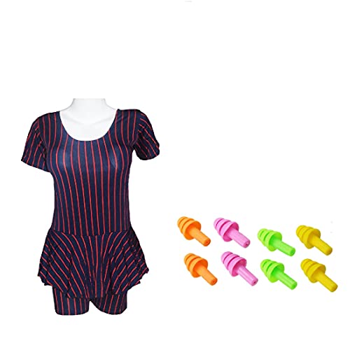 Image of I-SWIM LADIES COSTUME IS-104 NAVY /RED LINES SIZE 3XL WITH EAR PLUG AND NOSE PLUG (PACK OF 12)