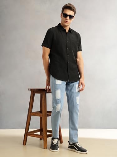 Image of Thomas Scott Men Smart Slim Fit Jeans | Mid-Rise | Light Shade | Highly Distressed | 5 Pocket Design | Non Stretchable Denim | No Fade